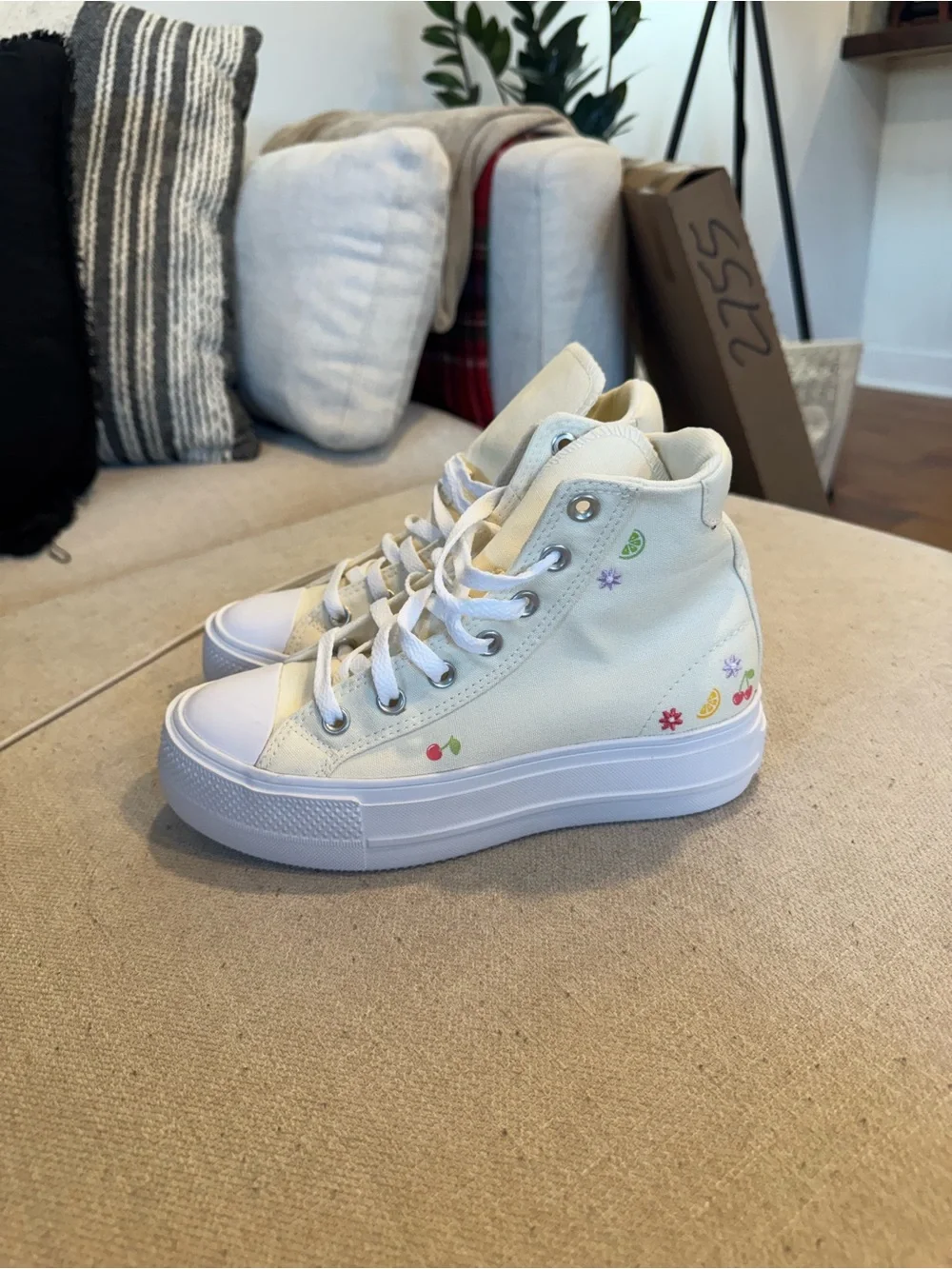 Converse Women's Platform High Top Sneakers - Cream Fruit, Sz 6 US, NWT
